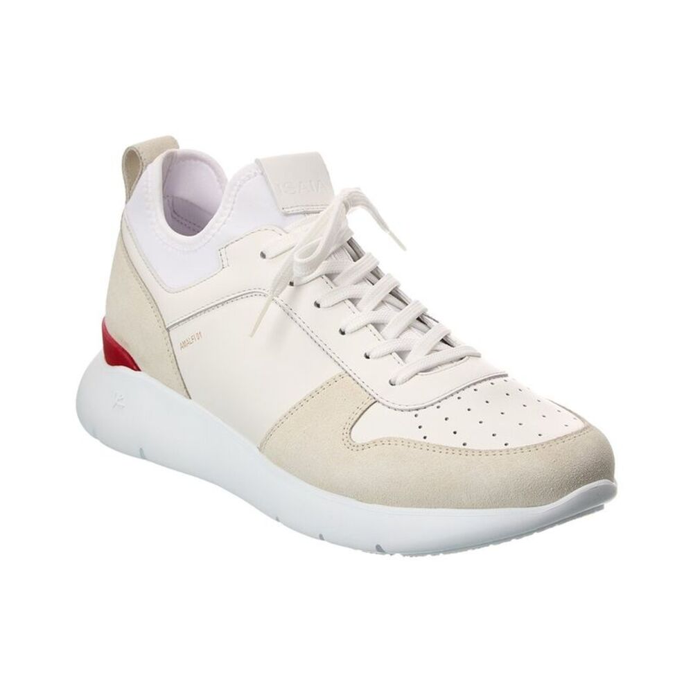 Isaia Leather & Suede Sneaker, White